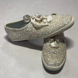 Keds Kate Spade Sparkling Silver and Cream Loafers